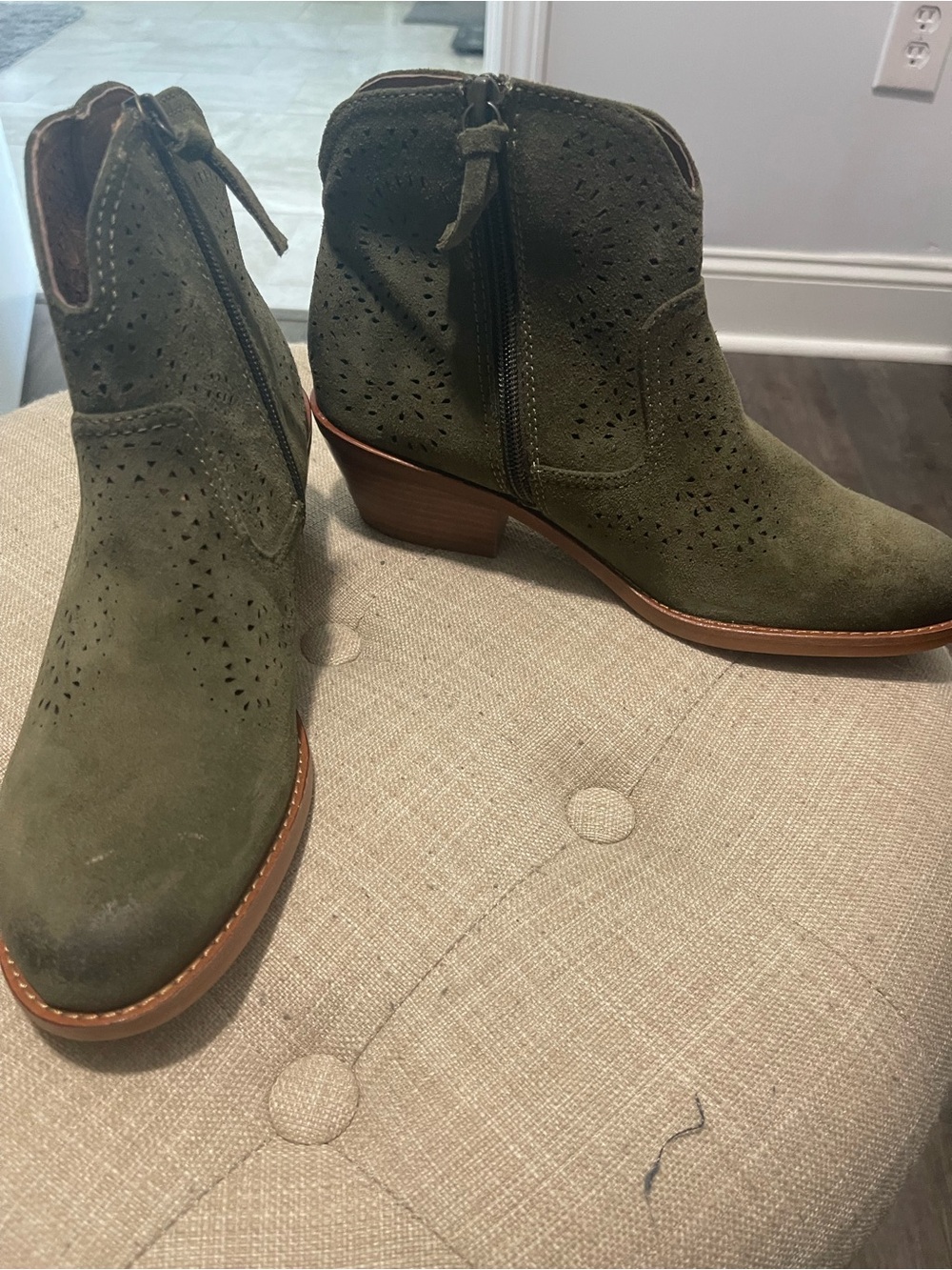 Olive Green Suede Ankle Boots - Women Sundance